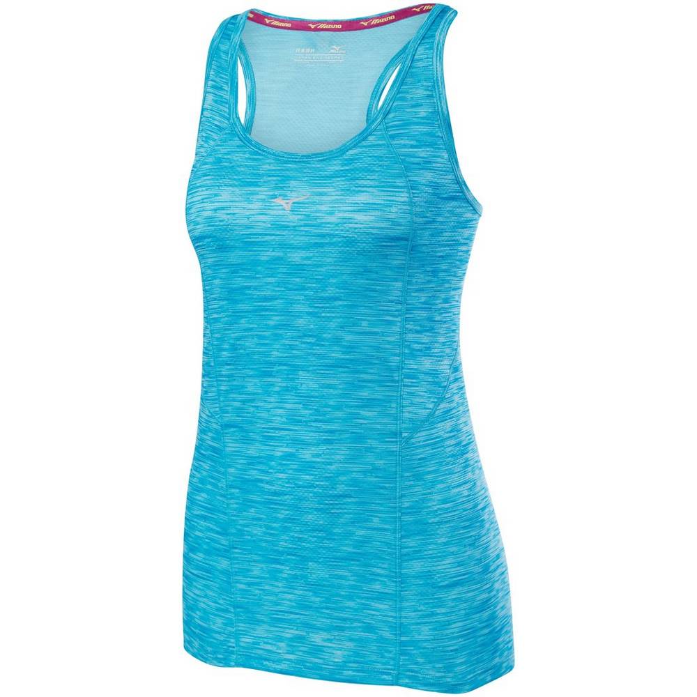 Mizuno Women's Alpha Vent Running Tank Top Blue Turquoise (421660-RDO)